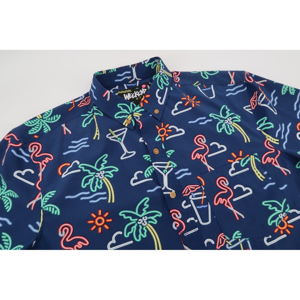 Chubbies Performance Friday Shirt Mens XL The Neon Light Flamingo Short Sleeve